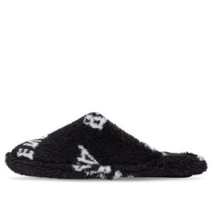 Balenciaga Furry Slides 'Allover Logo - Black' 699675W2B411090