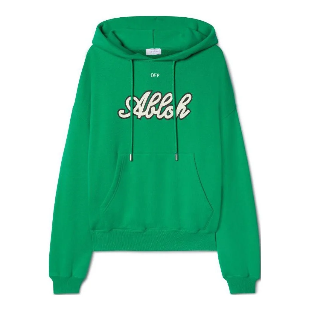 Off-White Varsity-Print Cotton Hoodie 'College Green' OMBB118S24FLE0055561
