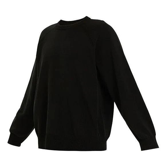 Men's Y-3 SS21 Loose Round Neck Long Sleeves Pullover Black GV4214