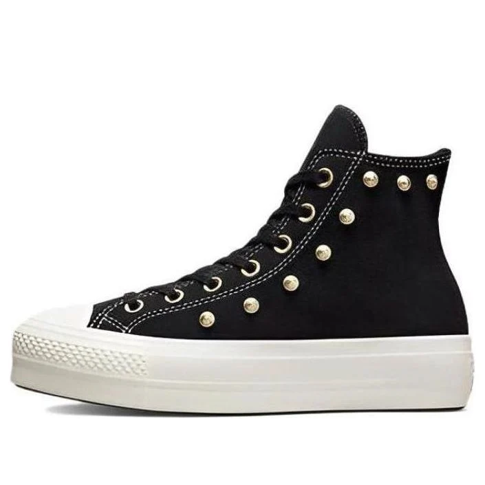 (WMNS) Converse Chuck Taylor All Star Lift Platform Suede Studs High Top 'Black' A04271C