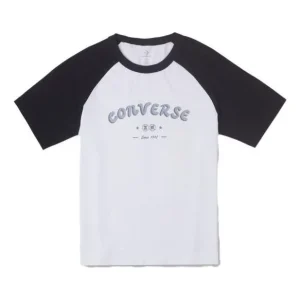 (WMNS) Converse Logo Baseball T-Shirt Asia Sizing 'White Black' 10026176-A01