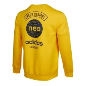 Men's adidas neo Logo Round Neck Pullover Long Sleeves Yellow HC9691
