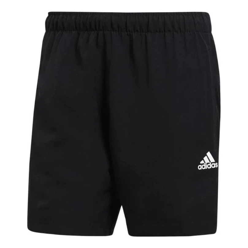 Men's adidas Solid Color Logo Straight Sports Black Shorts S17593