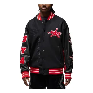 Air Jordan x Awake NY Varsity Jacket 'Black University Red' FQ5439-657