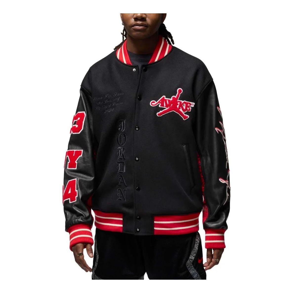 Air Jordan x Awake NY Varsity Jacket 'Black University Red' FQ5439-657