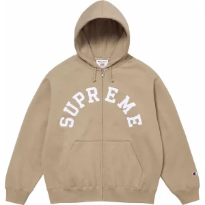 Supreme x Champion Zip Up Hooded Sweatshirt 'Beige White' SUP-SS24-195