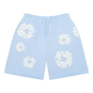 Denim Tears The Cotton Wreath Sweat Shorts 'Powder Blue' FW24BRS0012