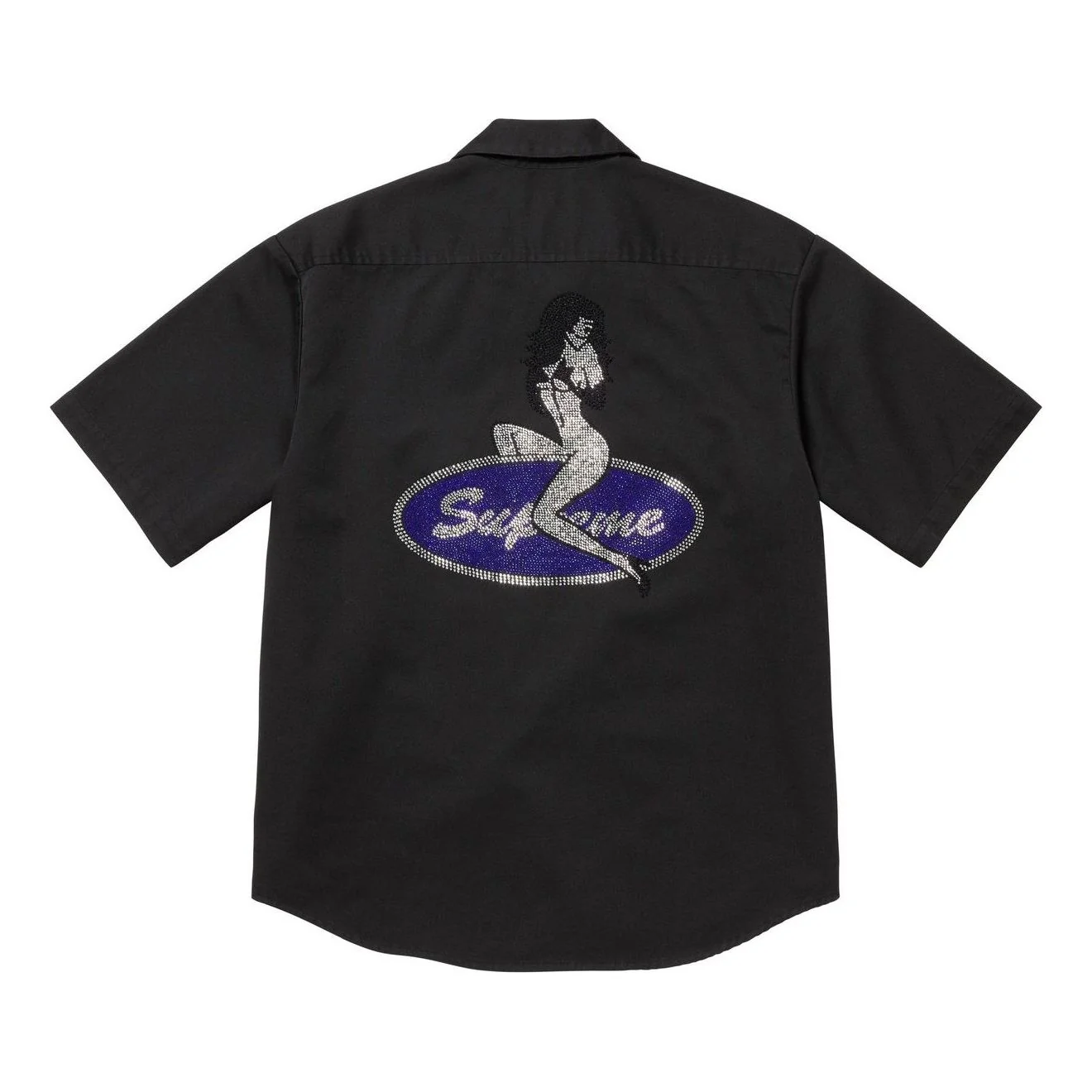 Supreme Rhinestone Pin Up Short-Sleeve Work Shirt 'Black' SS25S35-BLACK