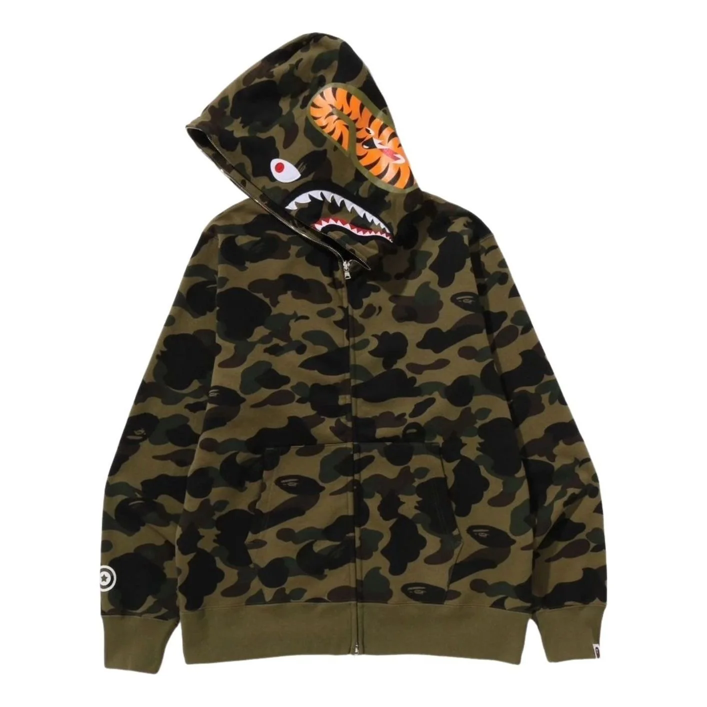 A Bathing Ape 1st Camo Full Zip Shark Hoodie 'Green' 1M30-115-007-GRN