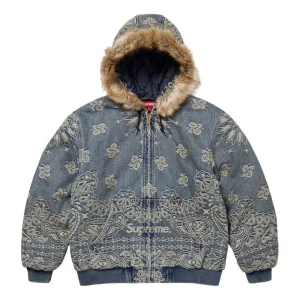 Supreme Bandana Jacquard Denim Hooded Work Jacket 'Blue' SS25J42-BLUE