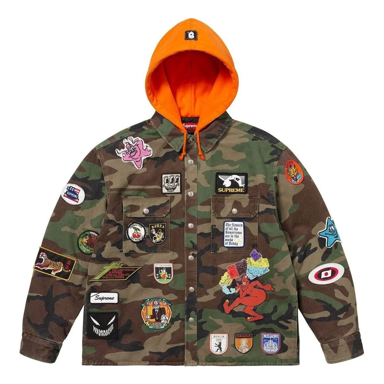 Supreme Patches Hooded Zip Up Shirt 'Woodland Camo' SS25S30-WOODLAND-CAMO