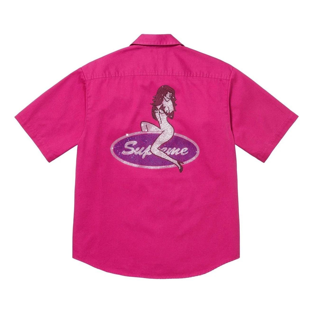 Supreme Rhinestone Pin Up Short-Sleeve Work Shirt 'Fuchsia' SS25S35-FUCHSIA