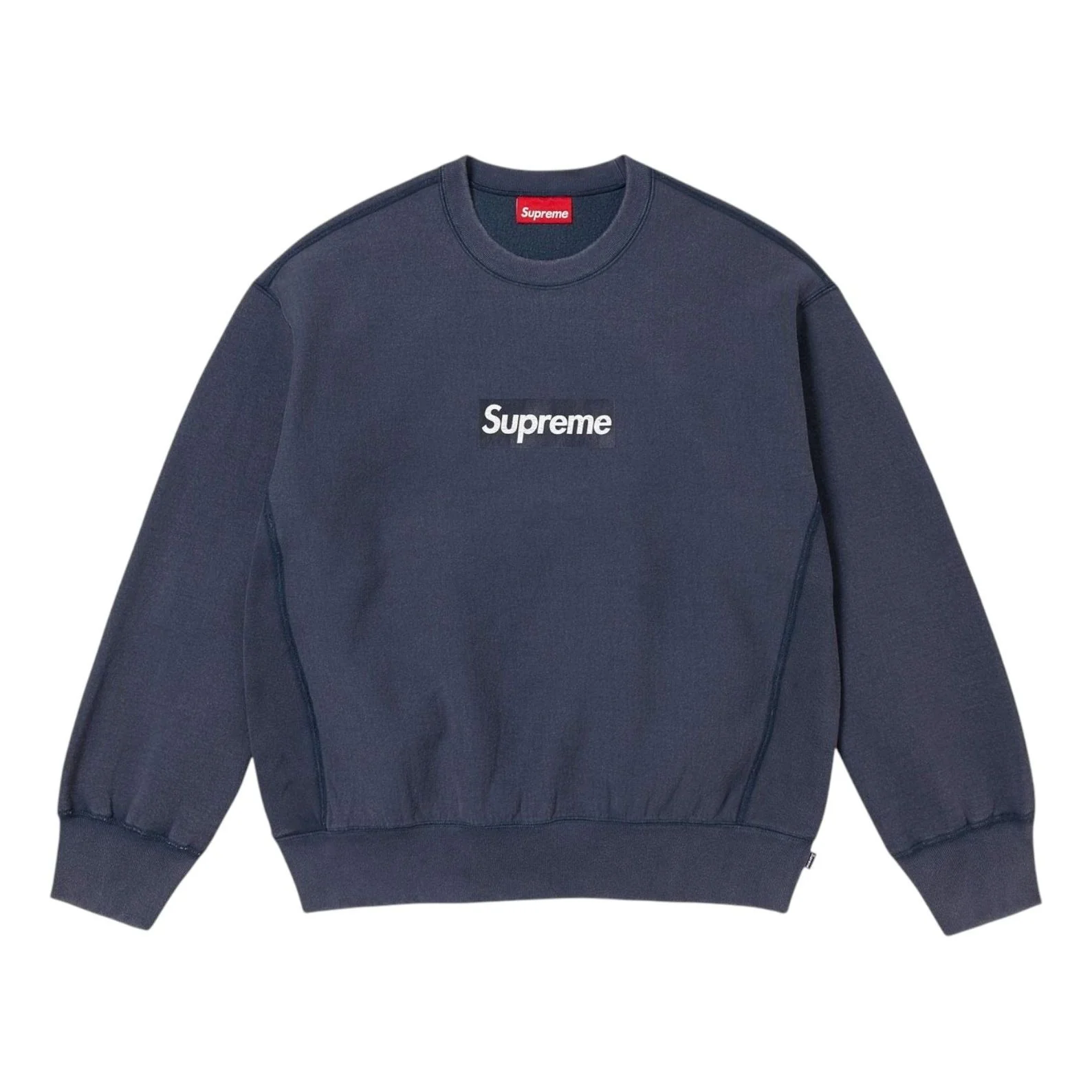 Supreme Washed Box Logo Crewneck 'Navy' FW15SW6-NAVY