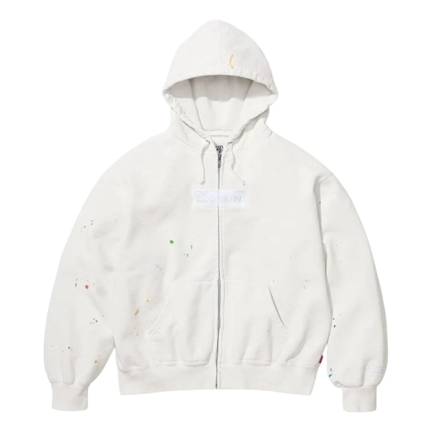 Supreme x MM6 Maison Margiela Box Logo Zip Up Hooded Sweatshirt 'White' SUP-SS26-100-WHT
