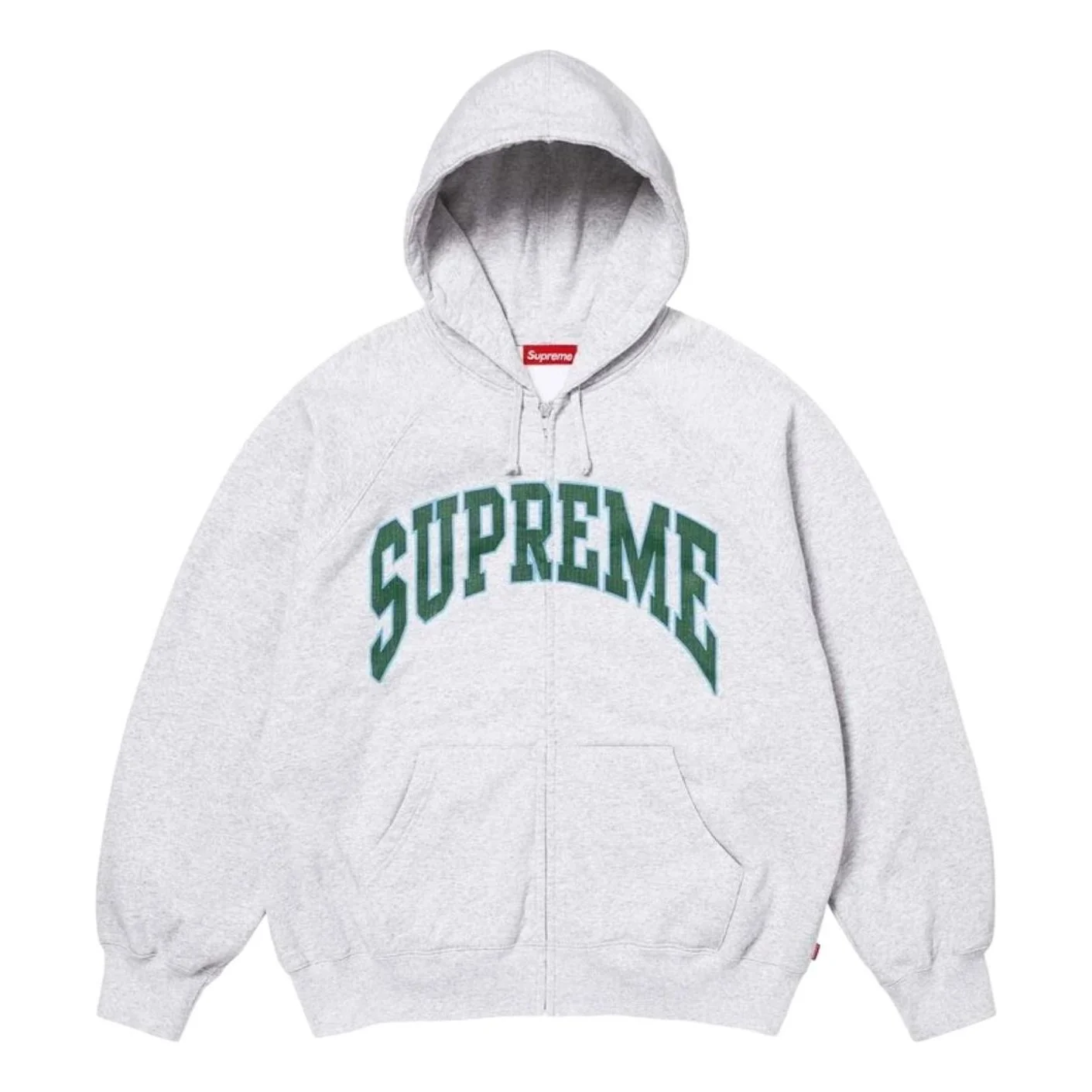 Supreme SS26 Cracked Raglan Zip Up Hooded Sweatshirt 'Ash Grey' SUP-SS26-192-GRY