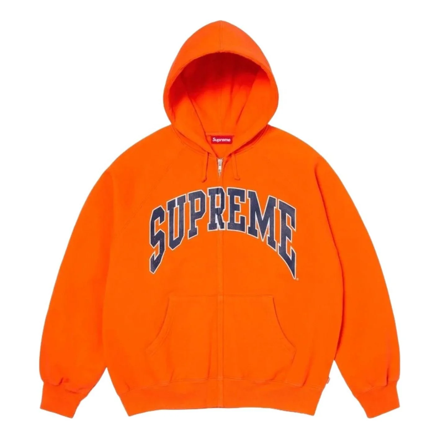 Supreme SS26 Cracked Raglan Zip Up Hooded Sweatshirt 'Dark Orange' SUP-SS26-192-ORG