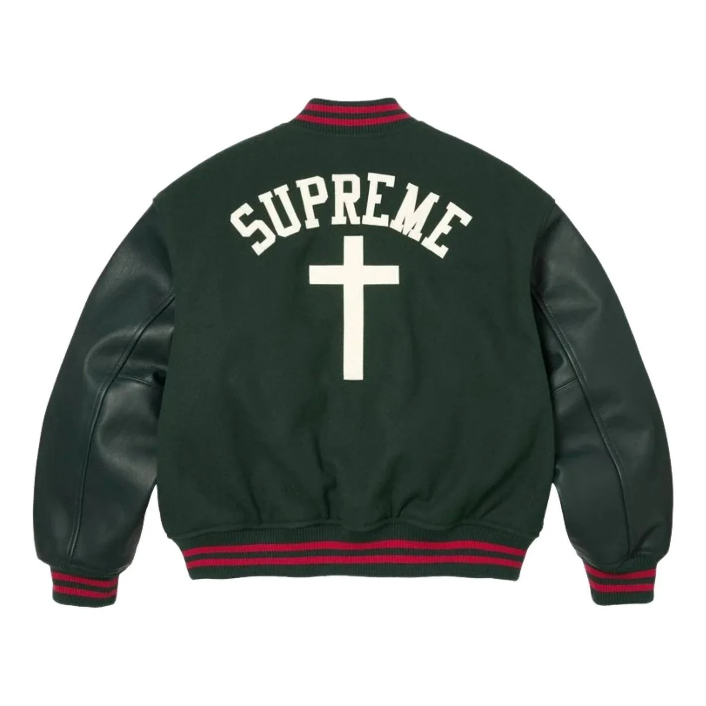 Supreme SS26 Cross Varsity Jacket 'Dark Green' SUP-SS26-155-GRN