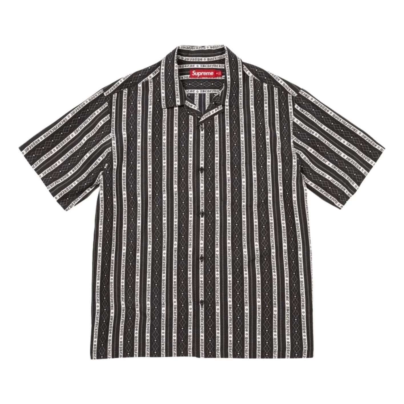 Supreme SS26 Old English Stripe Silk S/S Shirt 'Black' SUP-SS26-299-BLK