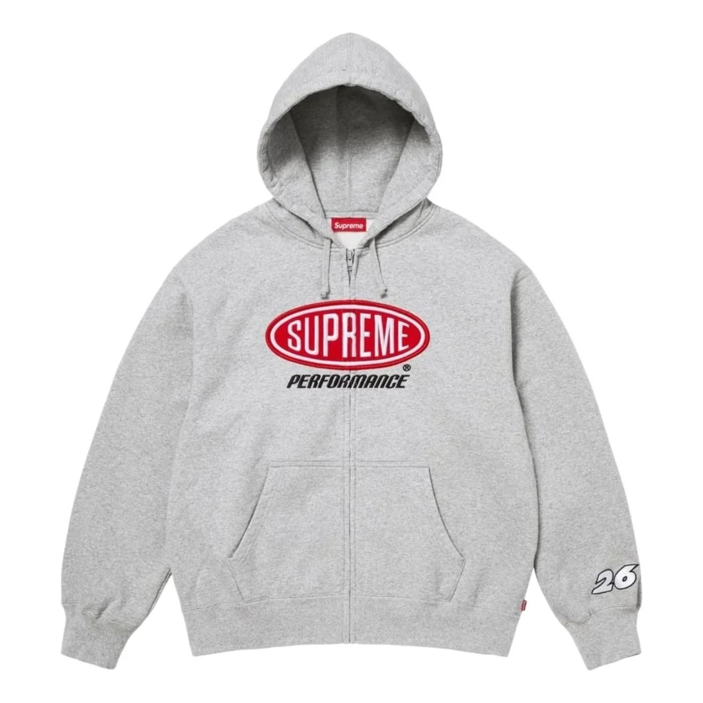 Supreme SS26 Performance Zip Up Hooded Sweatshirt 'Heather Grey' SUP-SS26-015-HETRGRY