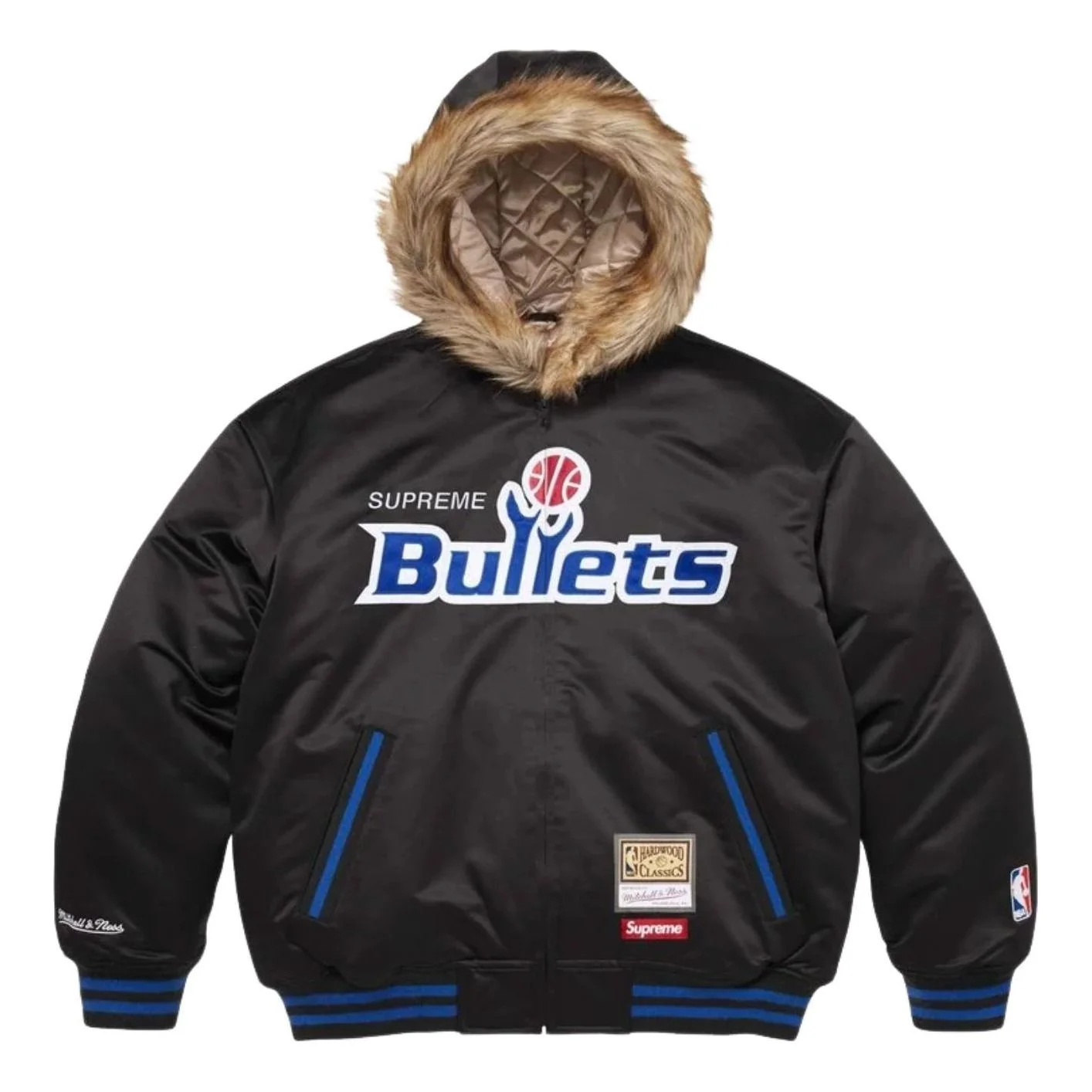Supreme x Mitchell & Ness SS26 Teams Hooded Satin Varsity Jacket 'Black' SUP-SS26-285-BLK