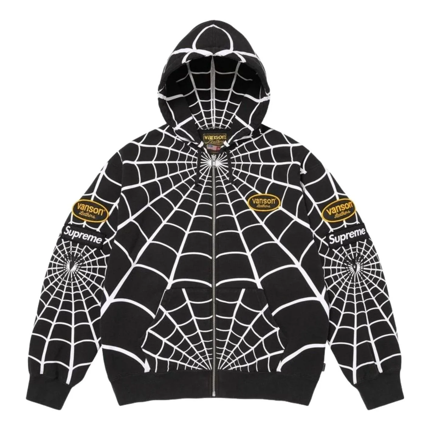Supreme x Vanson Leathers SS26 Spider-Man Zip Up Hooded Sweatshirt 'Black' SUP-SS26-301-BLK