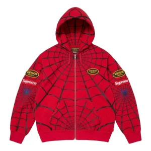 Supreme x Vanson Leathers SS26 Spider-Man Zip Up Hooded Sweatshirt 'Red' SUP-SS26-301-RED