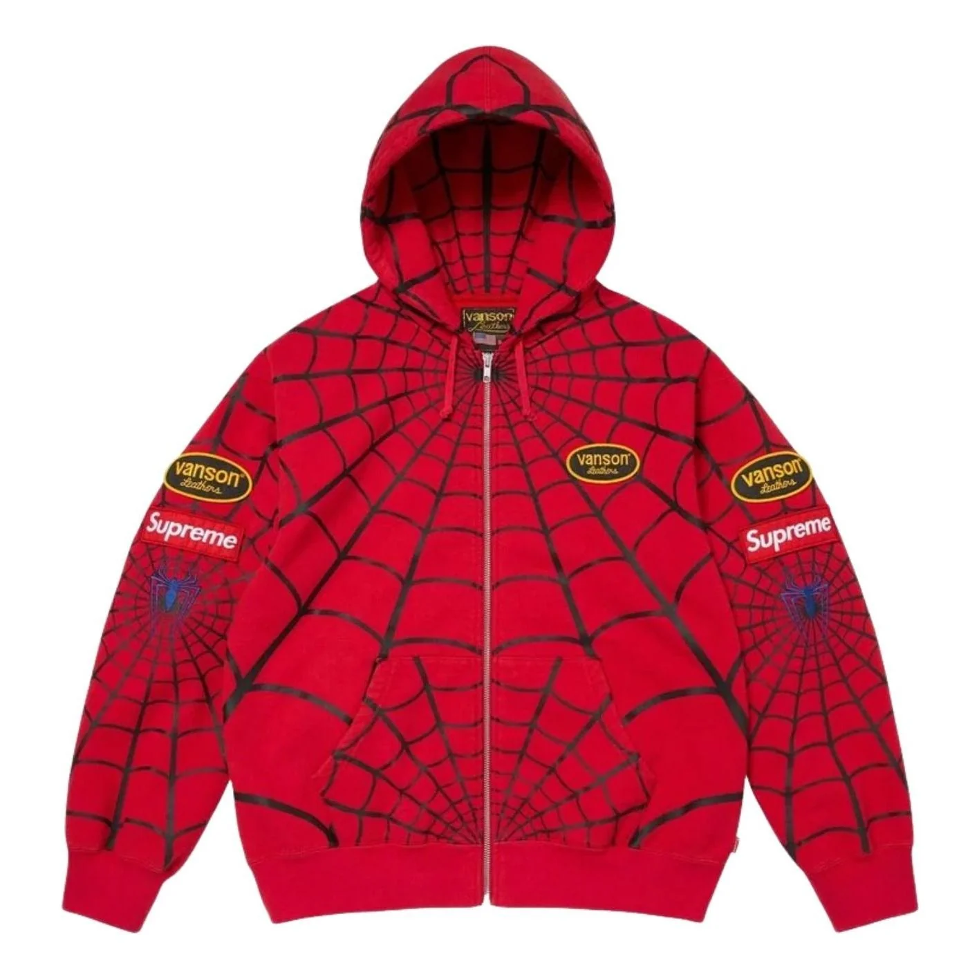Supreme x Vanson Leathers SS26 Spider-Man Zip Up Hooded Sweatshirt 'Red' SUP-SS26-301-RED