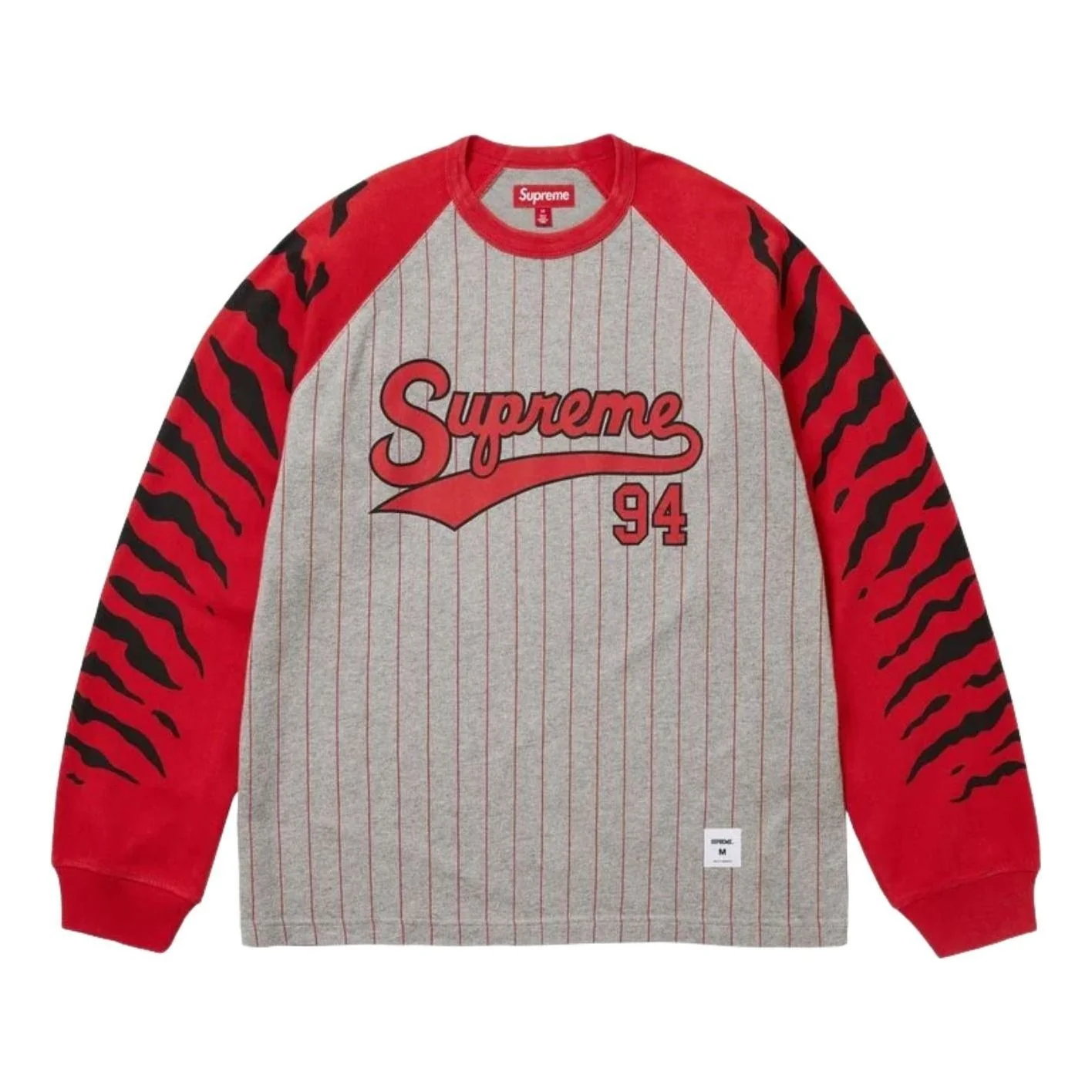 Supreme SS26 Tiger Raglan L/S T-Shirt 'Heather Grey' SUP-SS26-123-RED