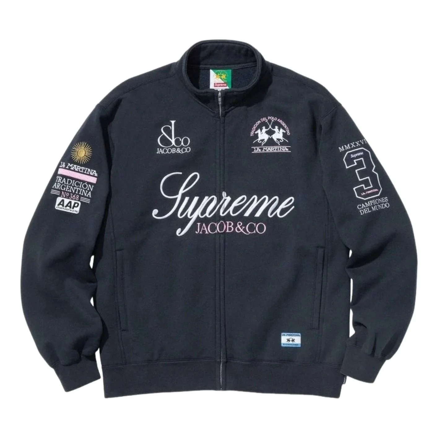 Supreme x La Martina SS26 Zip Up Sweatshirt 'Navy' SUP-SS26-318-NVY