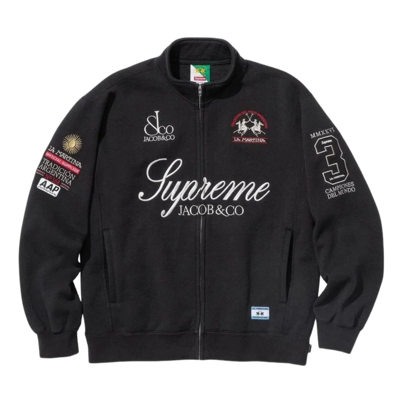 Supreme x La Martina SS26 Zip Up Sweatshirt 'Black' SUP-SS26-318-BLK