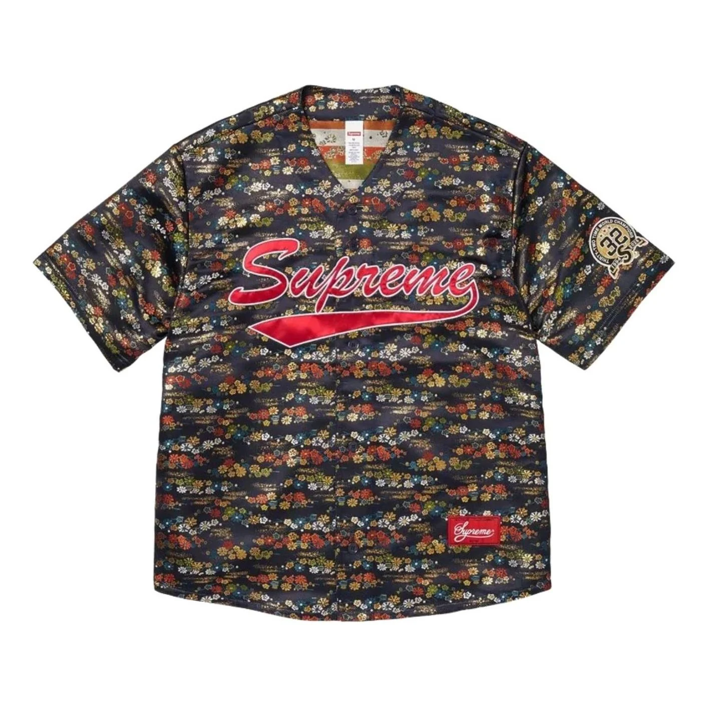 Supreme SS26 Floral Jacquard Baseball Jersey 'Navy' SUP-SS26-140-NVY