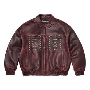 Supreme SS26 Multi Studded Leather Jacket 'Burgundy' SUP-SS26-353-BGD