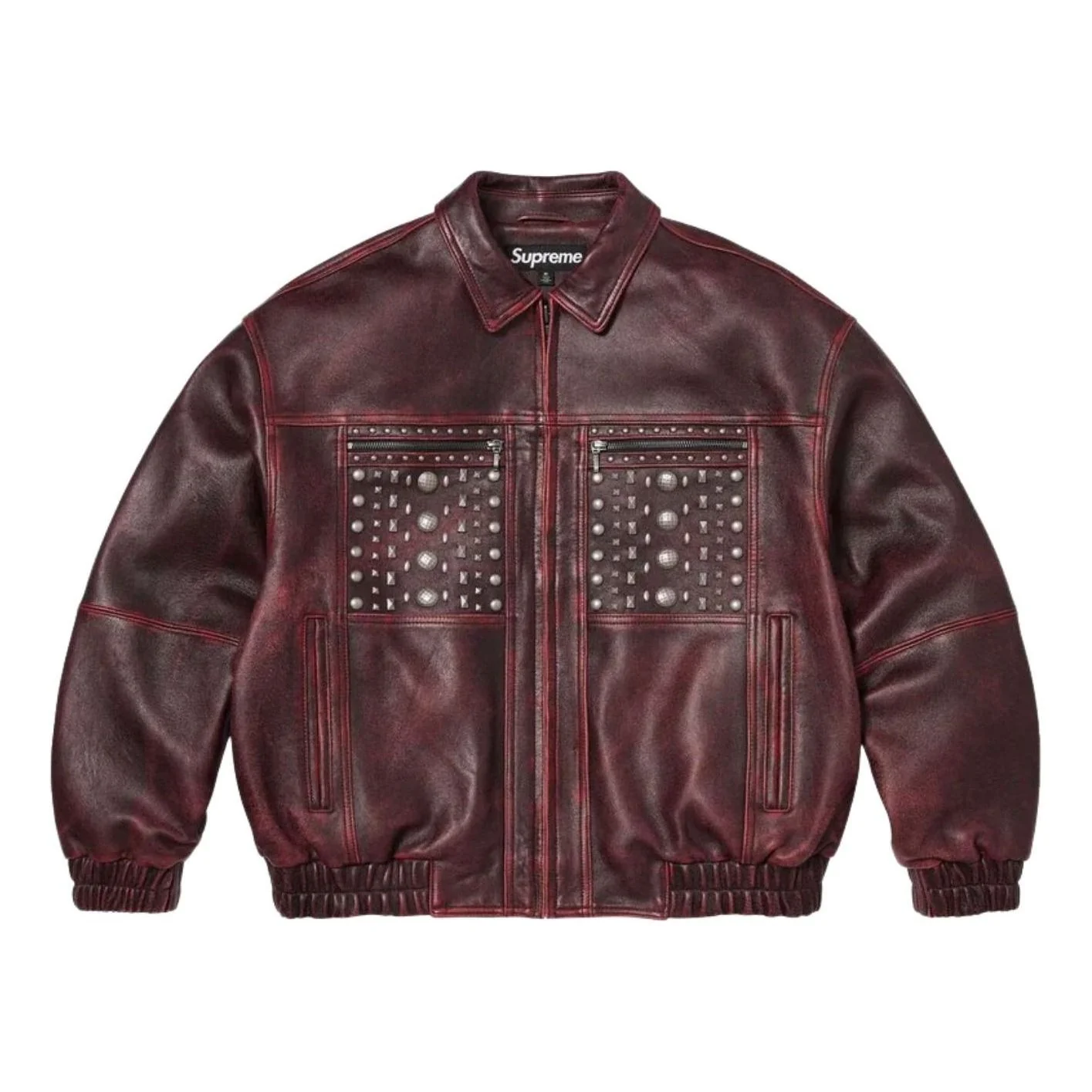 Supreme SS26 Multi Studded Leather Jacket 'Burgundy' SUP-SS26-353-BGD